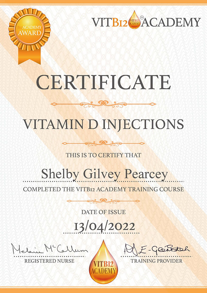 VITB12 Academy Certificate - Vitamin D Injections